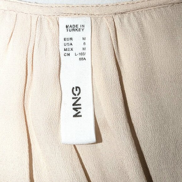 MNG Mango | Short Sleeve Lightweight Peach Pink Surplice Blouse | Size 6 - Picture 5 of 12